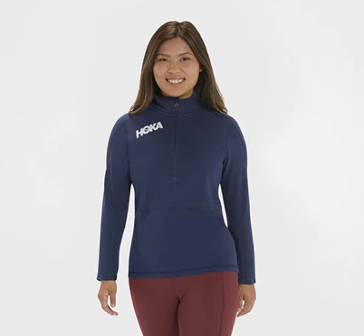 HOKA 1/2 Zip Midlayer Løbejakke Dame Grå | DHFKG-6348