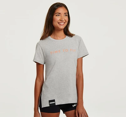 HOKA Brand T Shirts Løbetop Dame Grå | SVXEY-1402