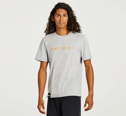 HOKA Brand T Shirts Løbetop Herre Grå / Orange | CBGXR-6793