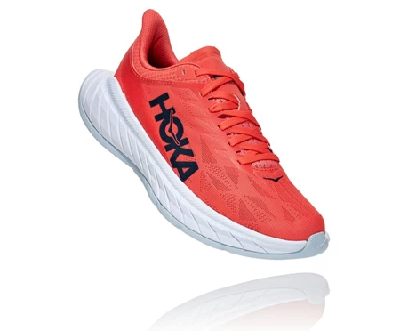 HOKA Carbon X 2 Løbesko Til Landevej Dame Koral / Sort | RXUOL-8315