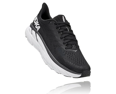 HOKA Clifton 7 Løbesko Til Landevej Dame Sort / Hvide | QCART-0597