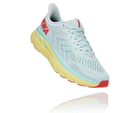 HOKA Clifton 7 Vandresko Dame Hvide / Koral | ZUDKR-1603