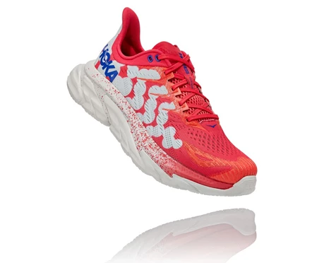 HOKA Clifton Edge Geometric Løbesko Til Landevej Dame Lyserød / Blå Blomster | WQLFE-9157