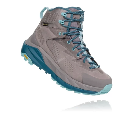 HOKA Kaha Gore-tex Vandresko Dame Grå / Lyseturkis | AVJOB-3690