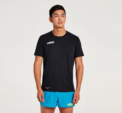 HOKA Performance Kort Sleeve Løbetop Herre Sort | NHSQW-7536