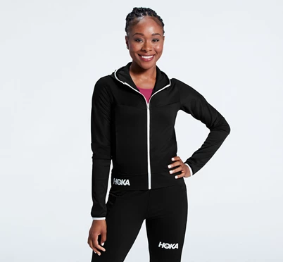 HOKA Rincon Jacket Løbetop Dame Sort / Hvide | HCJMA-0175