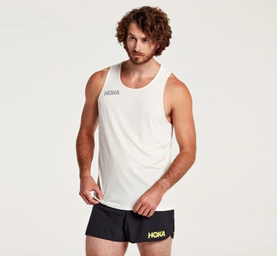 HOKA Singlet Løbetop Herre Hvide | LUAME-4158